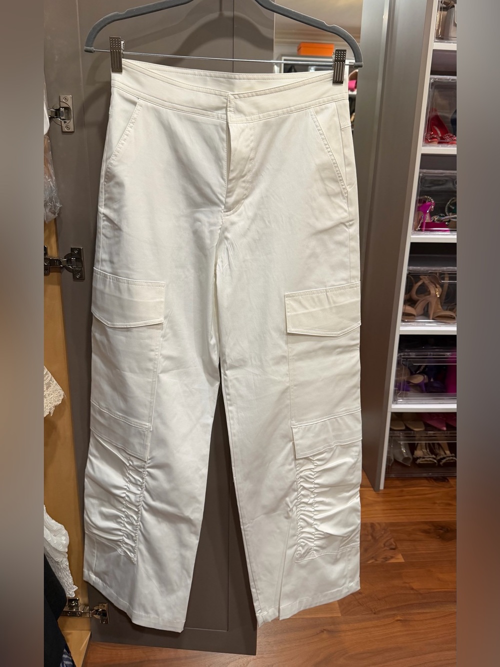 Zara White Cargo Wide-Leg Pants